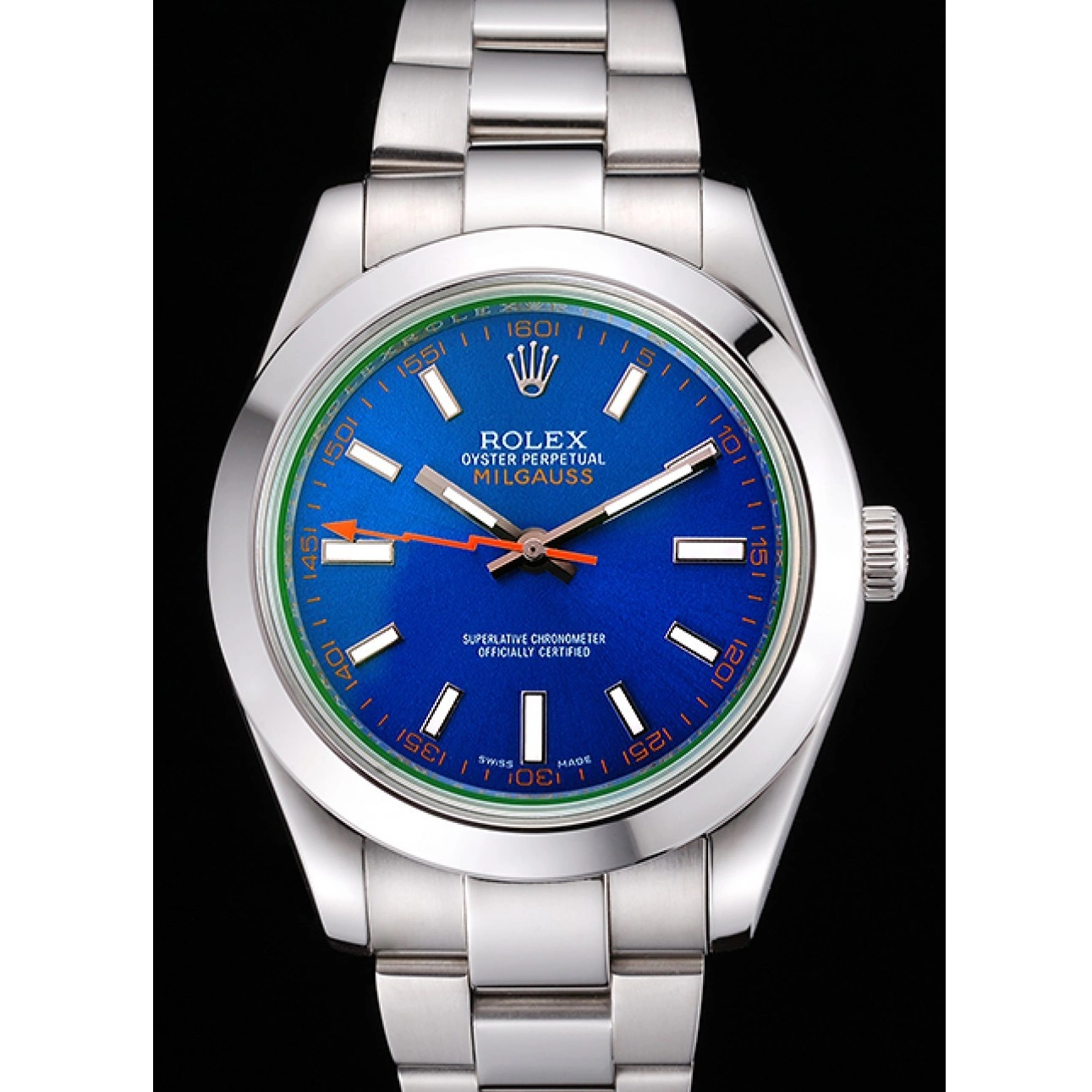 Rolex Dial 622838 And Milgauss Blue Steel Case Stainless Bezel 0527
